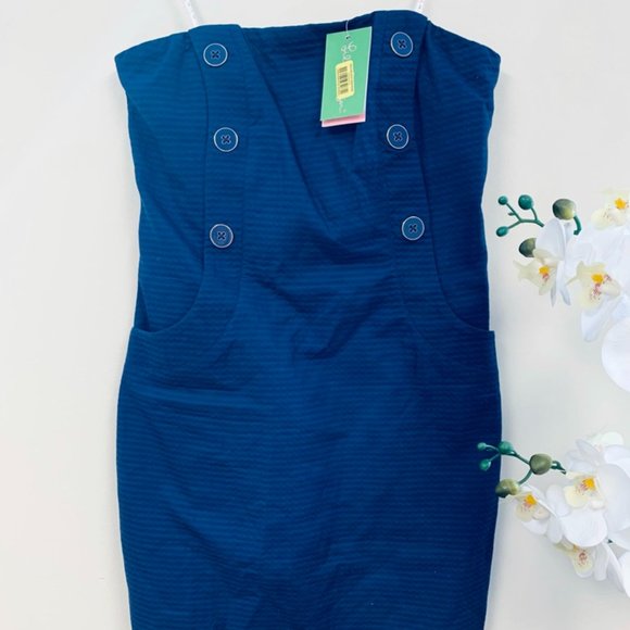 Lilly Pulitzer Vanna Navy Nautical Strapless Sz 6